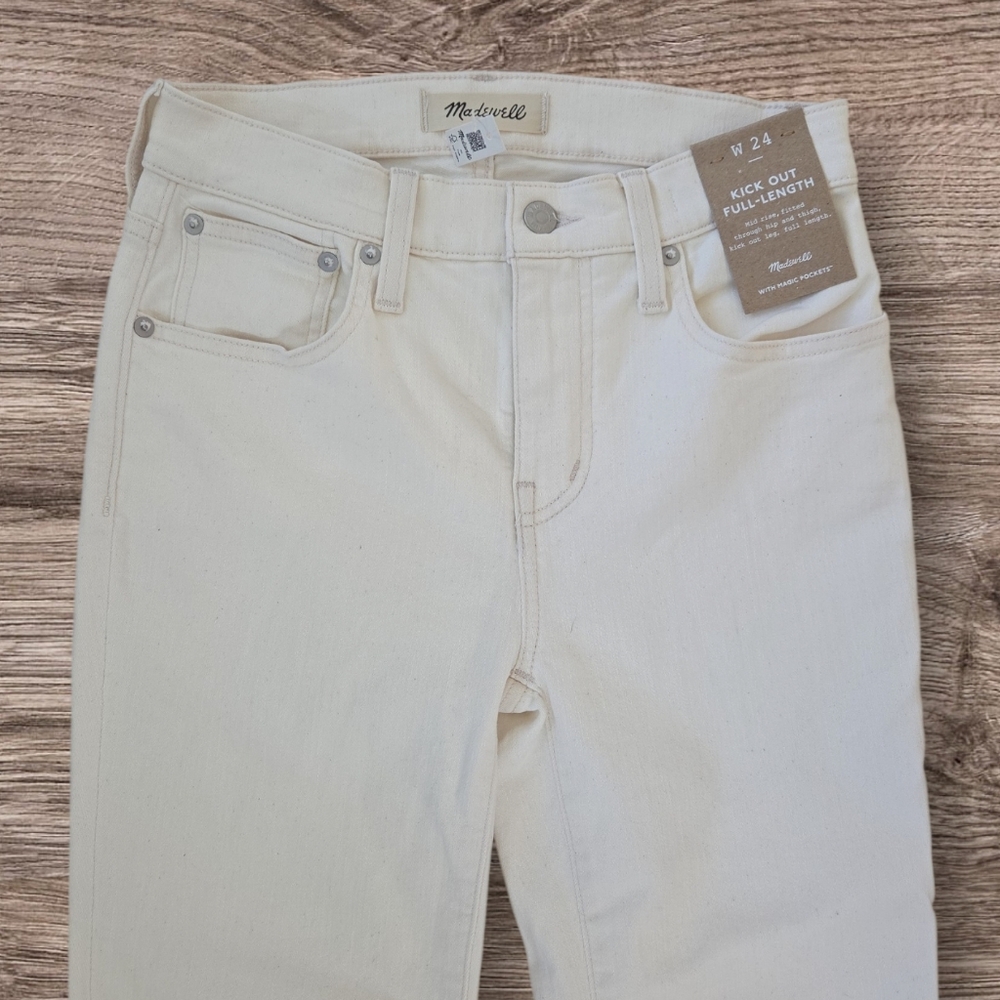 NWT Madewell Kick Out Full-Length Jeans White Vintage Canvas Size 24 - Picture 3 of 10
